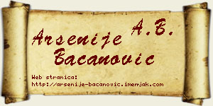 Arsenije Bacanović vizit kartica